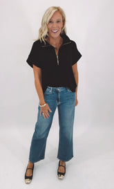 Mid Rise Slim Wide Leg (med denim)